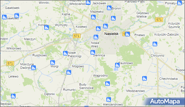 mapa Siennica gmina Nasielsk, Siennica gmina Nasielsk na mapie Targeo