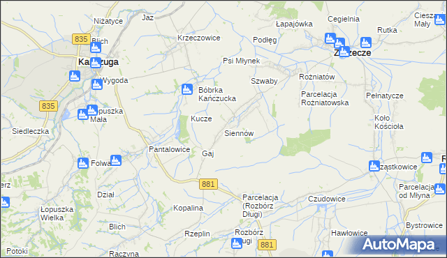 mapa Siennów, Siennów na mapie Targeo