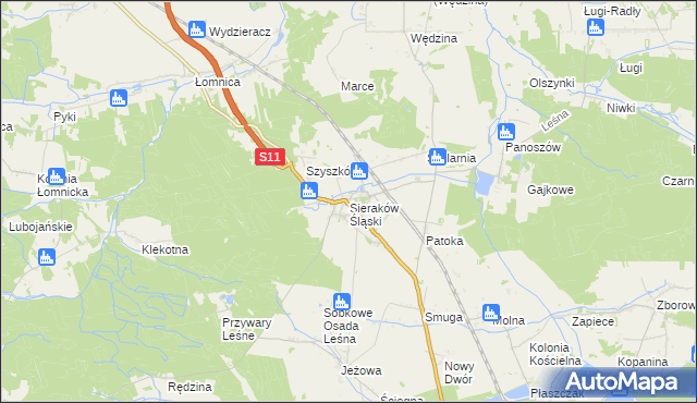 mapa Sieraków Śląski, Sieraków Śląski na mapie Targeo