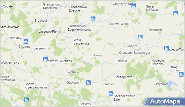 mapa Sikory gmina Raciąż, Sikory gmina Raciąż na mapie Targeo