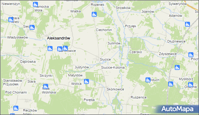 mapa Siucice, Siucice na mapie Targeo