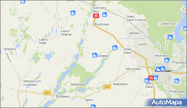 mapa Skarbiewo, Skarbiewo na mapie Targeo