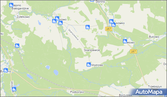 mapa Skarszewice, Skarszewice na mapie Targeo