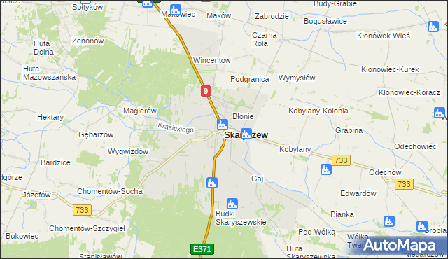 mapa Skaryszew, Skaryszew na mapie Targeo