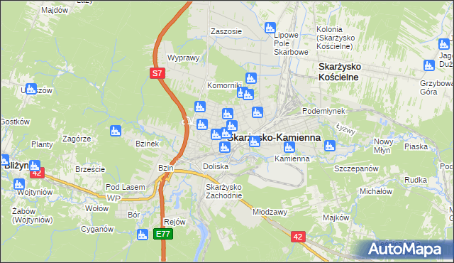 mapa Skarżysko-Kamienna, Skarżysko-Kamienna na mapie Targeo