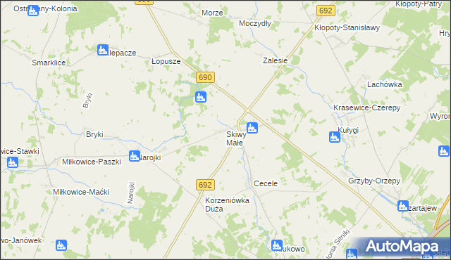 mapa Skiwy Małe, Skiwy Małe na mapie Targeo