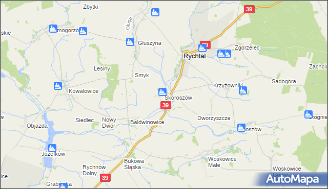 mapa Skoroszów gmina Rychtal, Skoroszów gmina Rychtal na mapie Targeo