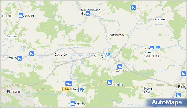 mapa Skorzynice, Skorzynice na mapie Targeo