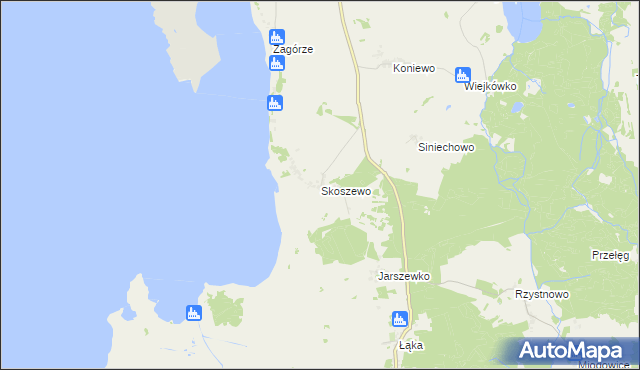 mapa Skoszewo gmina Wolin, Skoszewo gmina Wolin na mapie Targeo
