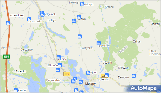 mapa Skrzynka gmina Lipiany, Skrzynka gmina Lipiany na mapie Targeo