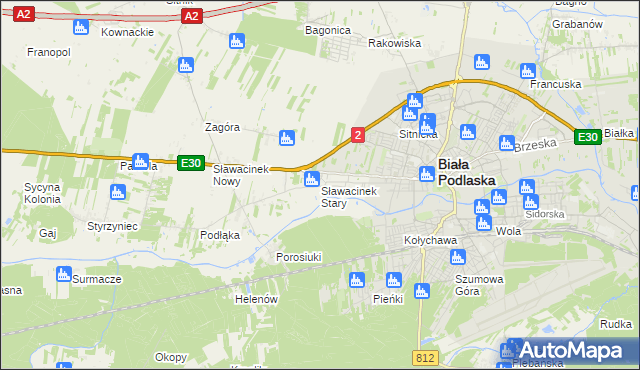 mapa Sławacinek Stary, Sławacinek Stary na mapie Targeo
