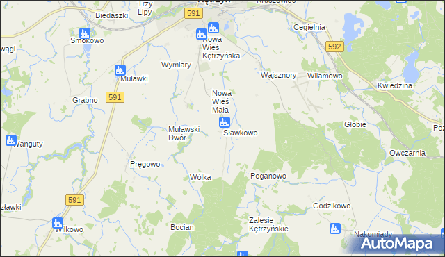 mapa Sławkowo gmina Kętrzyn, Sławkowo gmina Kętrzyn na mapie Targeo