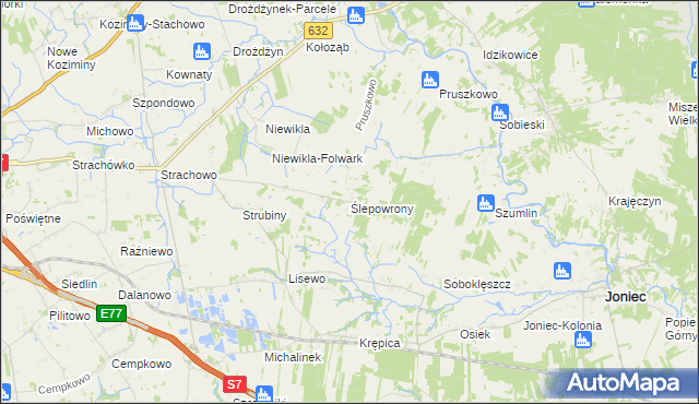 mapa Ślepowrony gmina Sochocin, Ślepowrony gmina Sochocin na mapie Targeo