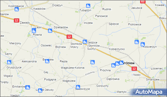 mapa Słomków Suchy, Słomków Suchy na mapie Targeo