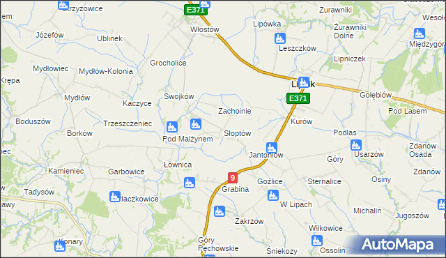 mapa Słoptów, Słoptów na mapie Targeo