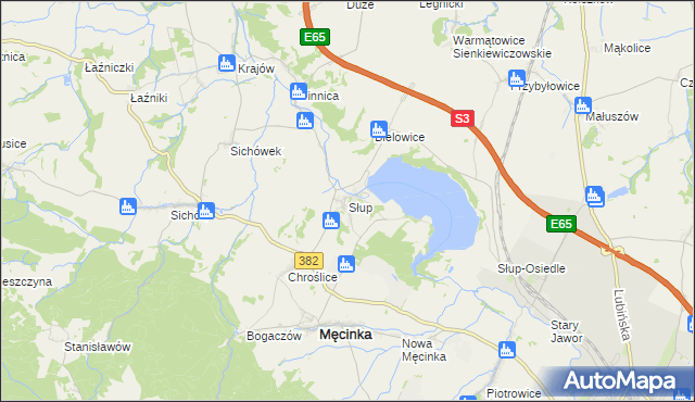 mapa Słup gmina Męcinka, Słup gmina Męcinka na mapie Targeo