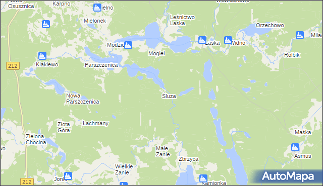 mapa Śluza gmina Chojnice, Śluza gmina Chojnice na mapie Targeo