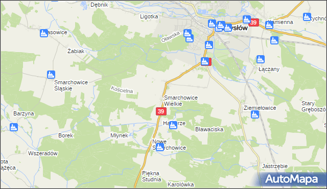 mapa Smarchowice Wielkie, Smarchowice Wielkie na mapie Targeo