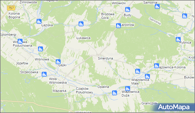 mapa Smerdyna, Smerdyna na mapie Targeo