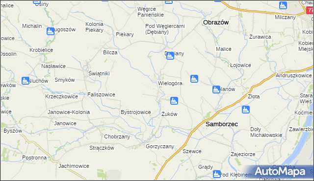 mapa Śmiechowice gmina Samborzec, Śmiechowice gmina Samborzec na mapie Targeo