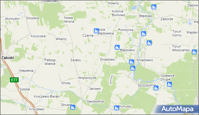 mapa Śniadowo gmina Zakroczym, Śniadowo gmina Zakroczym na mapie Targeo