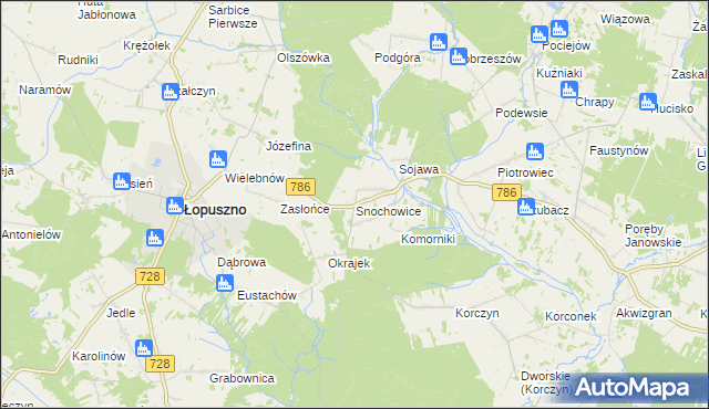 mapa Snochowice, Snochowice na mapie Targeo