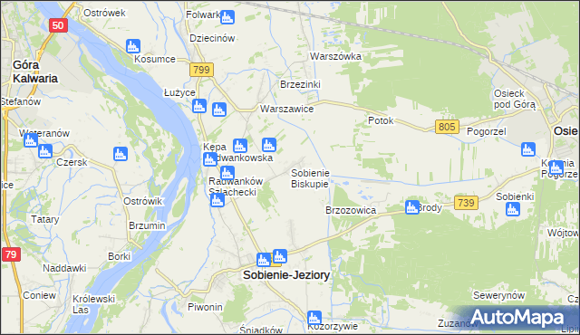 mapa Sobienie Biskupie, Sobienie Biskupie na mapie Targeo