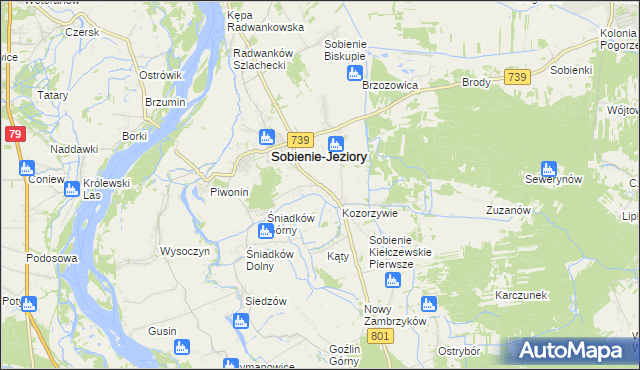 mapa Sobienie Kiełczewskie Drugie, Sobienie Kiełczewskie Drugie na mapie Targeo