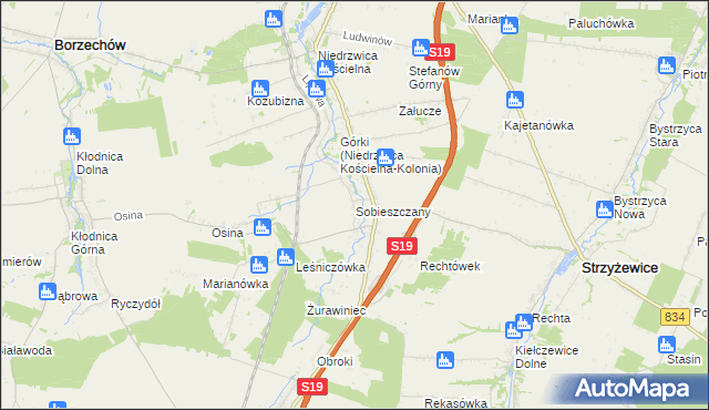 mapa Sobieszczany, Sobieszczany na mapie Targeo