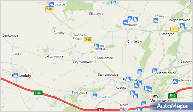 mapa Sobkowice, Sobkowice na mapie Targeo