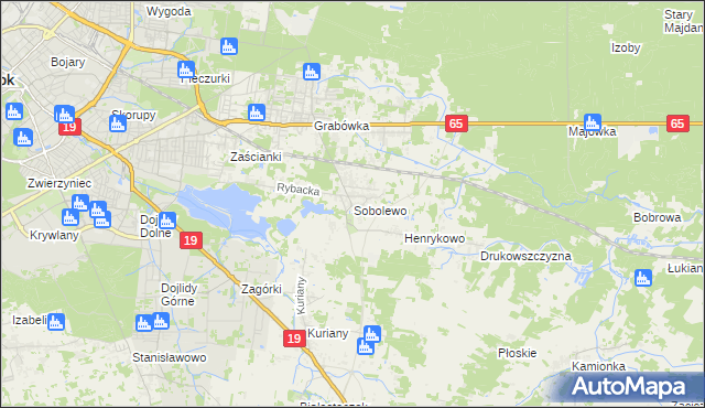 mapa Sobolewo gmina Supraśl, Sobolewo gmina Supraśl na mapie Targeo