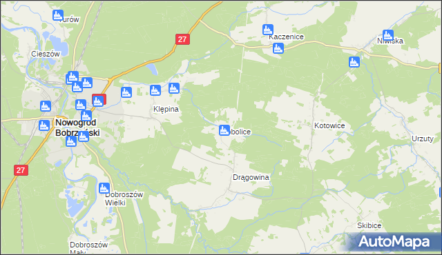 mapa Sobolice gmina Nowogród Bobrzański, Sobolice gmina Nowogród Bobrzański na mapie Targeo
