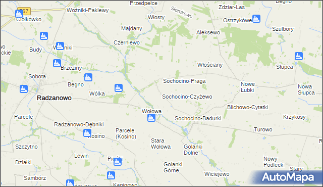 mapa Sochocino-Czyżewo, Sochocino-Czyżewo na mapie Targeo