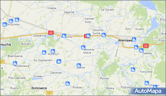 mapa Sokolniki Mokre, Sokolniki Mokre na mapie Targeo