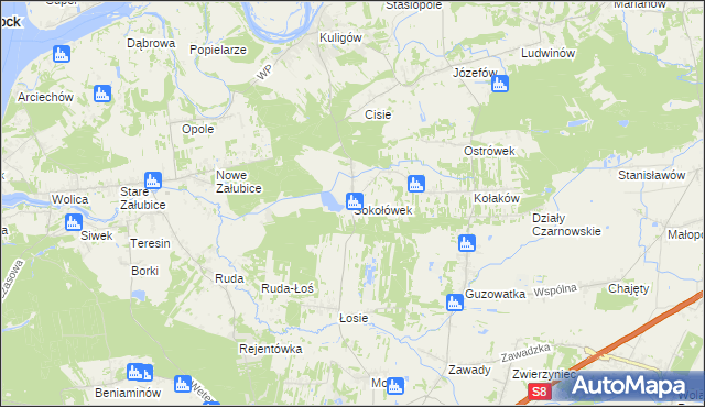 mapa Sokołówek gmina Dąbrówka, Sokołówek gmina Dąbrówka na mapie Targeo