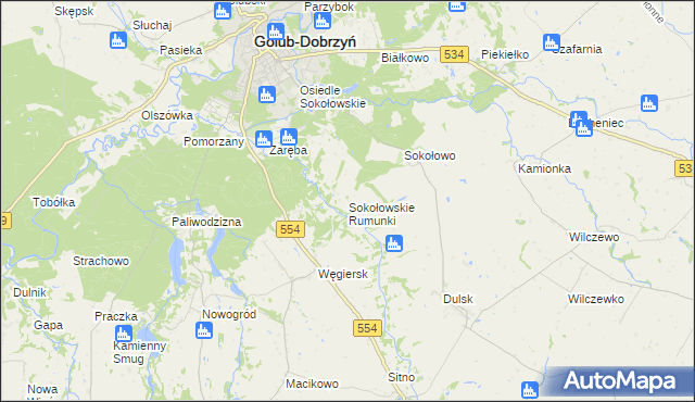 mapa Sokołowskie Rumunki, Sokołowskie Rumunki na mapie Targeo