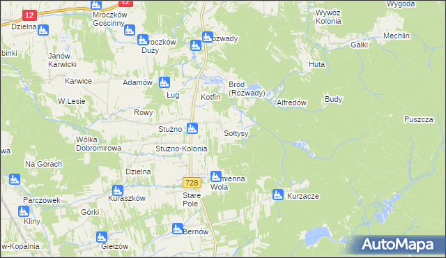 mapa Sołtysy gmina Gielniów, Sołtysy gmina Gielniów na mapie Targeo