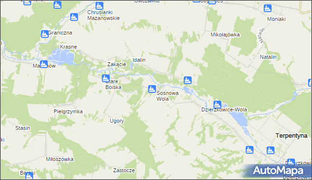 mapa Sosnowa Wola gmina Dzierzkowice, Sosnowa Wola gmina Dzierzkowice na mapie Targeo