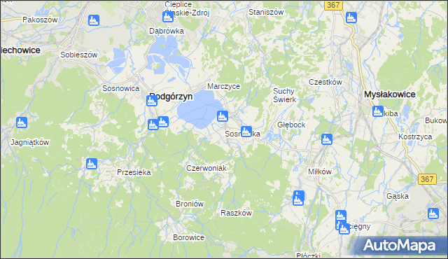mapa Sosnówka gmina Podgórzyn, Sosnówka gmina Podgórzyn na mapie Targeo