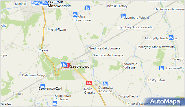 mapa Średnica-Maćkowięta, Średnica-Maćkowięta na mapie Targeo