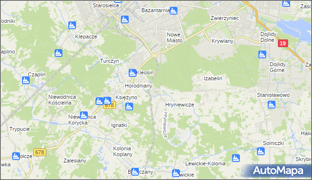 mapa Śródlesie gmina Juchnowiec Kościelny, Śródlesie gmina Juchnowiec Kościelny na mapie Targeo