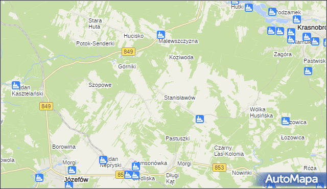 mapa Stanisławów gmina Józefów, Stanisławów gmina Józefów na mapie Targeo