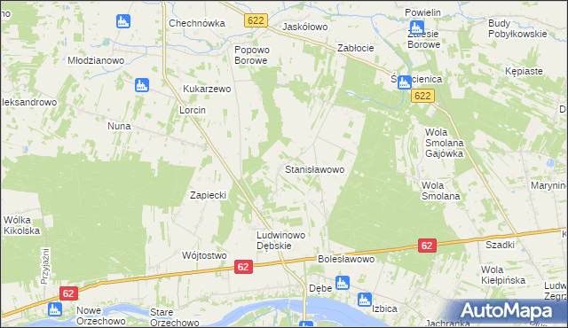 mapa Stanisławowo gmina Serock, Stanisławowo gmina Serock na mapie Targeo