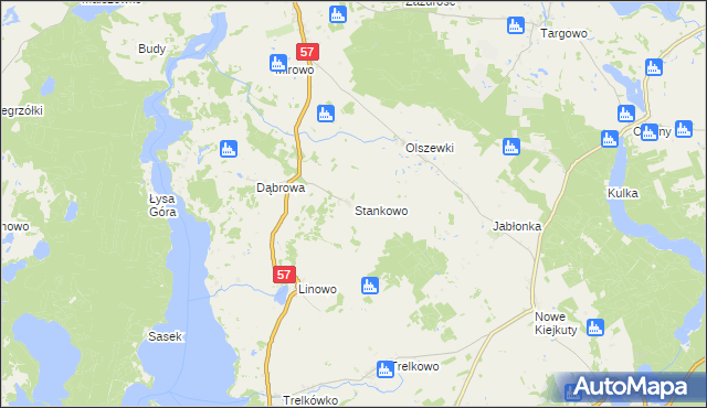 mapa Stankowo gmina Dźwierzuty, Stankowo gmina Dźwierzuty na mapie Targeo