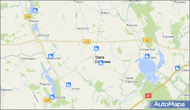 mapa Stara Dąbrowa powiat stargardzki, Stara Dąbrowa powiat stargardzki na mapie Targeo