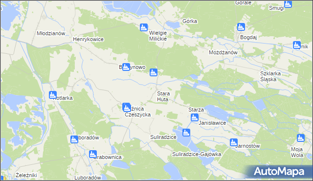 mapa Stara Huta gmina Krośnice, Stara Huta gmina Krośnice na mapie Targeo