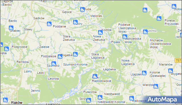 mapa Stara Łagowica, Stara Łagowica na mapie Targeo