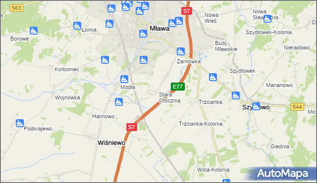 mapa Stara Otocznia, Stara Otocznia na mapie Targeo