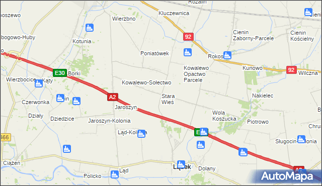 mapa Stara Wieś gmina Słupca, Stara Wieś gmina Słupca na mapie Targeo