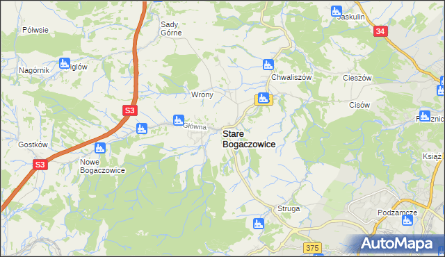 mapa Stare Bogaczowice, Stare Bogaczowice na mapie Targeo